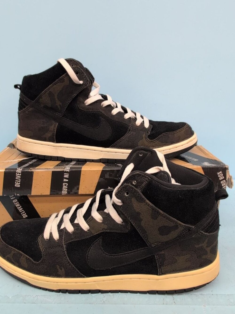 Nike SB Dunk High Pro Camo Men's Basketball Shoes US 12 Iguana Black 305050-205